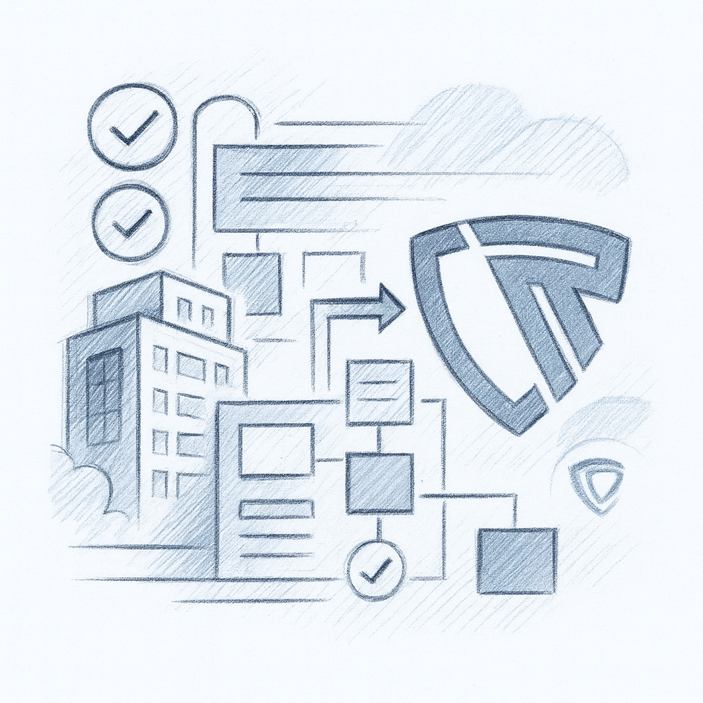 A group of people sitting around a whiteboard as the presenter goes over a userflow plan and notes