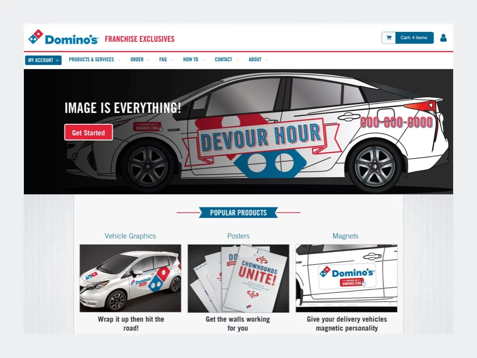 Wireframe - Domino's High Fidelity Vehicle Graphics Landing Page