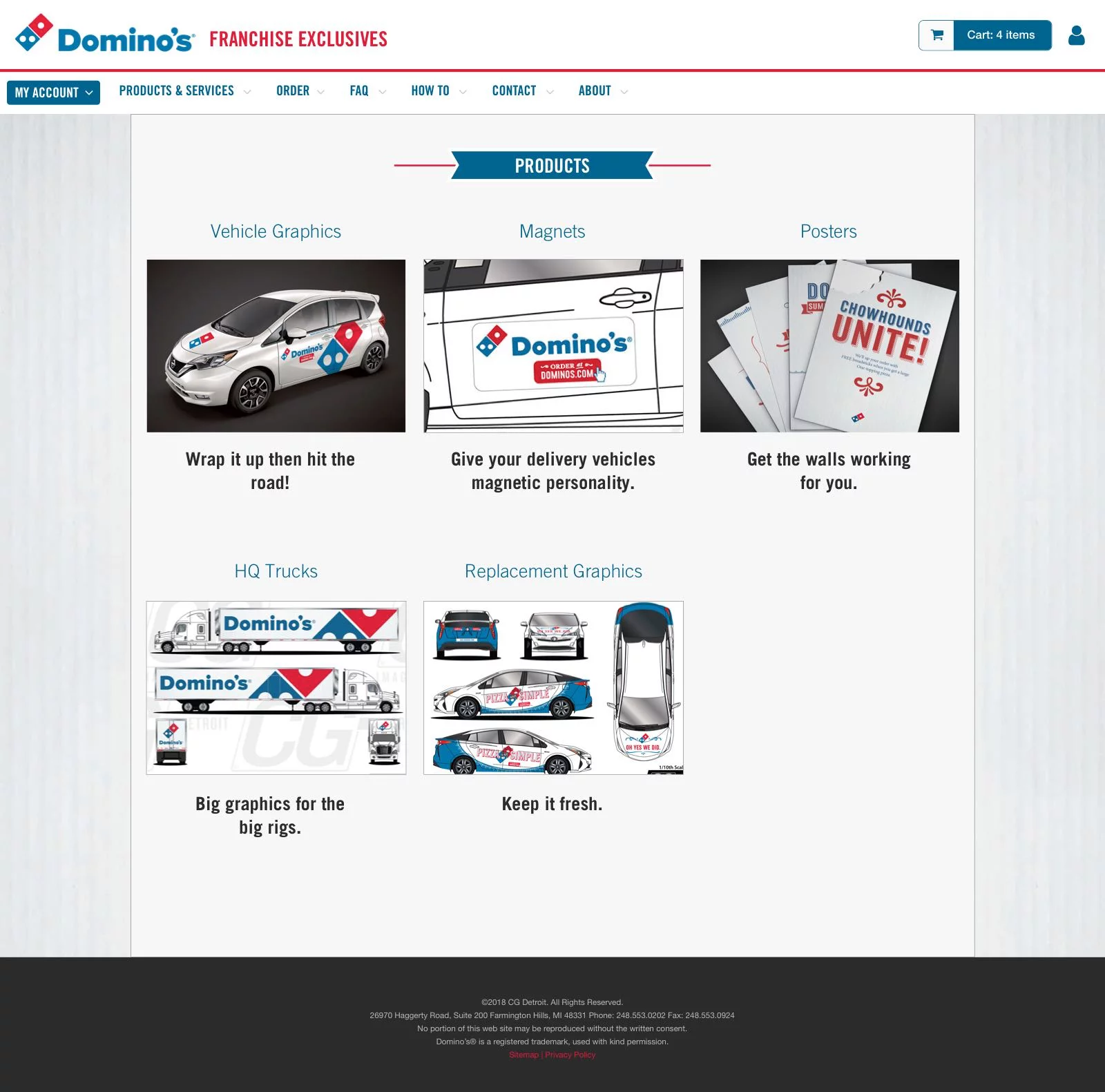 Wireframe - Domino's High Fidelity Vehicle Graphics Category Page (Full Size)