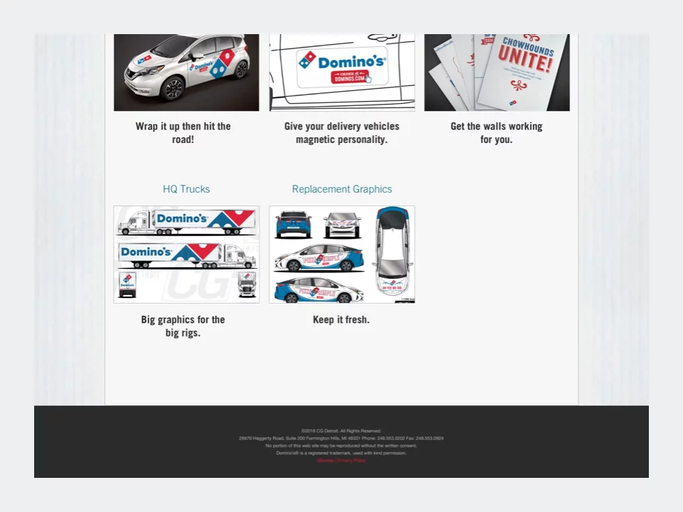 Wireframe - Domino's High Fidelity Vehicle Graphics Category Page